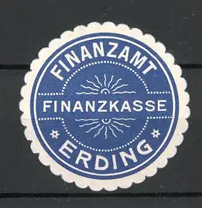 Präge-Reklamemarke Finanzkasse vom Finanzamt Erding