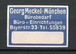 Reklamemarke München, Bürobedarf und Büro-Einrichtungen Georg Meckel