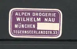 Reklamemarke München, Alpen Drogerie Wilhelm Nau