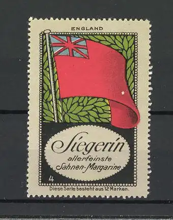 Reklamemarke "Siegerin" allerfeinste Sahnen-Margarine, Länderflagge England