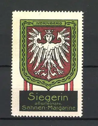 Reklamemarke "Siegerin" allerfeinste Sahnen-Margarine, Stadtwappen Nürnberg