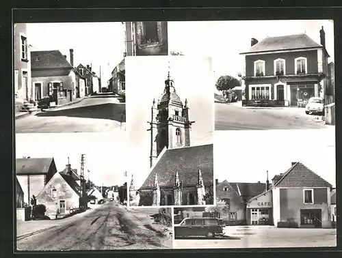 AK Courgeon, Notre Bourg, Ortsansicht mit Strassenpartie und Café