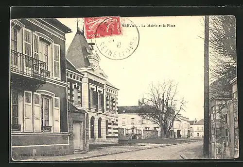 AK Breval, La Mairie et la Place