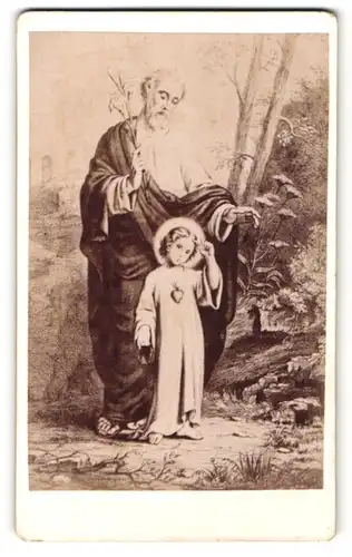 Fotografie Gemälde von unbek. Künstler, Joseph und Christus