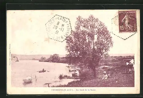 AK Freneuse, Au bord de la Seine