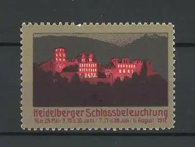 Reklamemarke Heidelberger Schlossbeleuchtung 1912