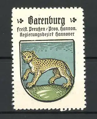 Reklamemarke Barenburg, Freistaat Preussen, Prov. und Reg.-Bez. Hannover, Stadtwappen