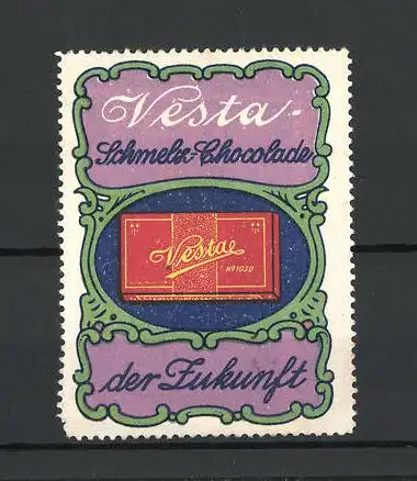 Reklamemarke Vesta - Schmelzschokolade, Schokoladentafel