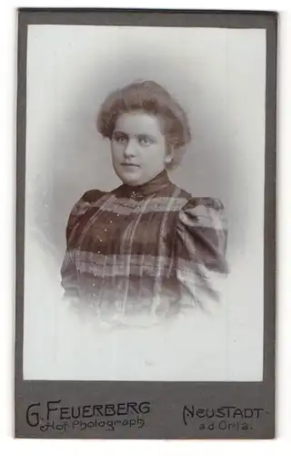 Fotografie G. Feuerberg, Neustadt, Portrait hübsche Dame in karierter Bluse