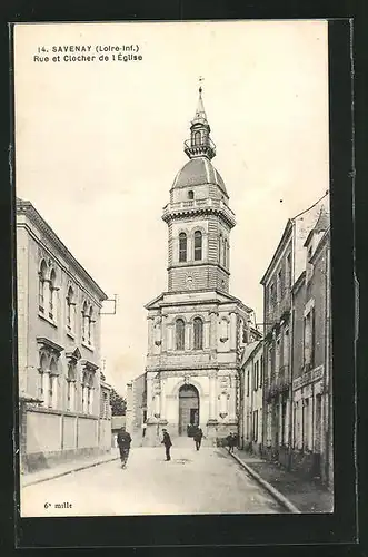 AK Savenay, Rue et Clocher de l`Eglise