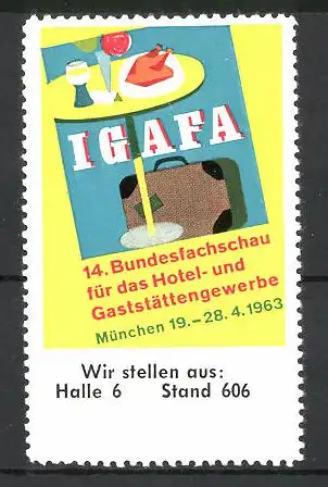 Reklamemarke München, 14. Bundesfachschau f. d. Hotel- und Gaststättengewerbe IGAFA 1963