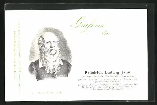 AK Friedrich Ludwig Jahn, Philologe, Begründer des deutschen Turnwesens, 1778-1852