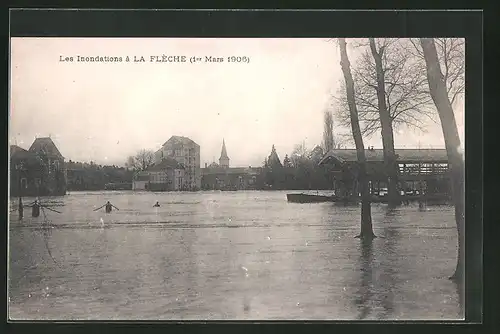 AK La Fléche, Les Inondations 1906, Hochwasser