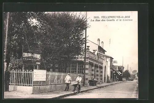 AK Villeneuve-le-Roi, La Rue des Genets et le Cinéma, Kino