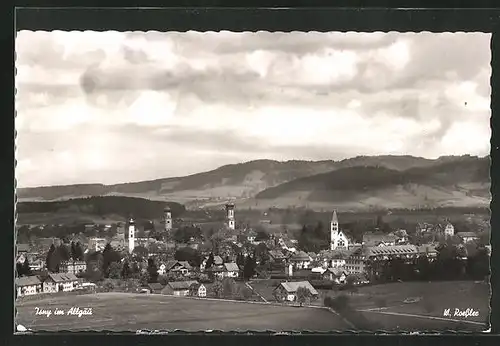 AK Isny im Allgäu, Gesamtansicht mit den kirchen im Ort