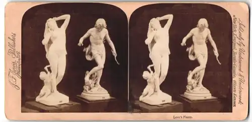 Stereo-Fotografie J. F. Jarvis, Washington D. C., Statuen Love`s Flame, Liebesflamme, Flamme d`Amour