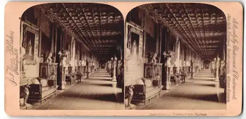 Stereo-Fotografie J. F. Jarvis, Washington D.C., Ansicht Windsor / Berkshire, Grosse Galerie im Schloss Windsor