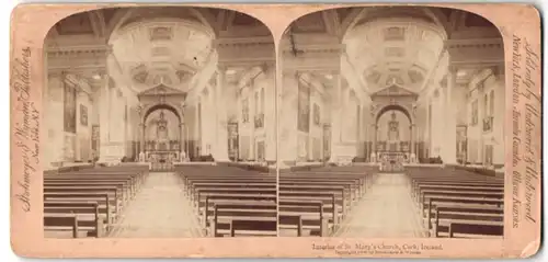 Stereo-Fotografie Strohmeyer & Wyman, New York, Ansicht Cork, Innere der Kirche der heiligen Jungfrau Maria