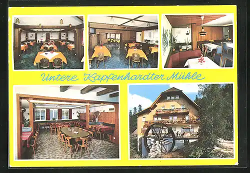 AK Unterreichenbach-Kapfenhardt / Schwarzwald, Gasthof-Pension Untere Kapfenhardter Mühle, Innenansichten