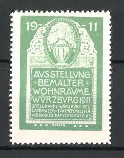 Reklamemarke Würzburg, Ausstellung Bemalter Wohnräume 1911, Blumenvase