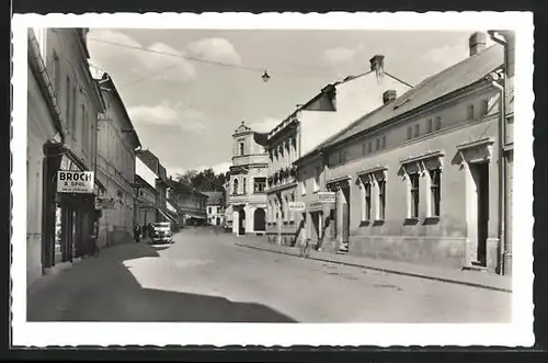 AK Blansko, Strassenpartie mit Hotel