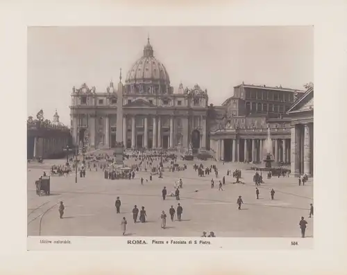 Fotoalbum 50 Fotografien Rom, Ansicht Rom, Piazza S. Pietro, Palazzo di Venezia mit Pferdebahn