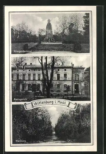 AK Wittenburg i. Meckl., Amtsgericht, Kriegerdenkmal, Waldweg