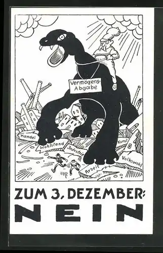 Künstler-AK Abstimmung zur Vermögensabgabe am 3. Dezember, Nein zur Vermögensabgabe