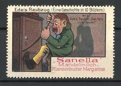 Reklamemarke Sanella Mandelmilch-Pflanzenbutter-Margarine, Serie Ede's Raubzug, Bild 4