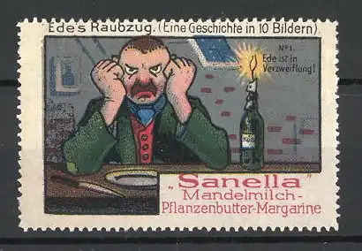 Reklamemarke Sanella Mandelmilch-Pflanzenbutter-Margarine, Serie Ede's Raubzug, Bild 1