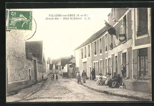 AK Villiers-sous-Grez, Grande Rue, Hotel St-Etienne