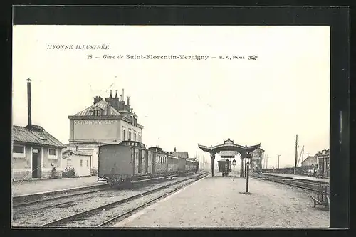 AK Saint-Florentin-Vergigny, La Gare, Bahnhof mit mehreren Bahnsteigen