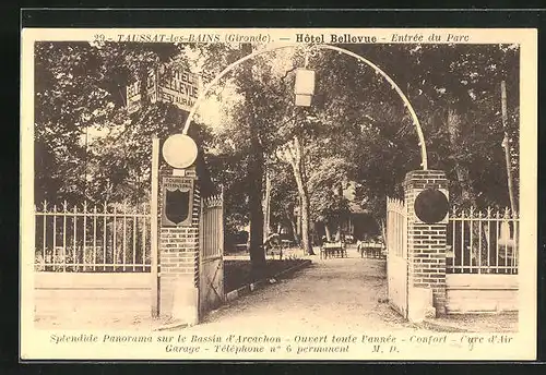 AK Taussat-les-Bains, Hotel Bellevue, Entree du Parc