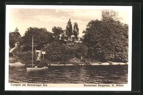 AK Campow am Ratzenburger See, Restaurant Seegarten von H. Möller