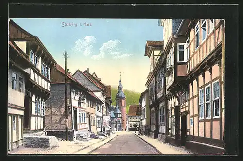 AK Stolberg i. H., Blick in die Strasse Rittergasse