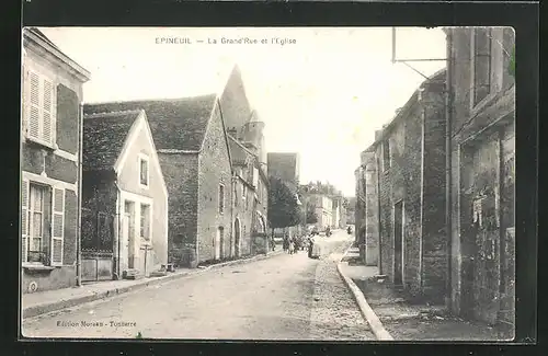 AK Epineuil, La Grand`Rue et l`Eglise