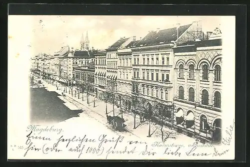 AK Magdeburg, Kaiserstrasse mit Breitseite