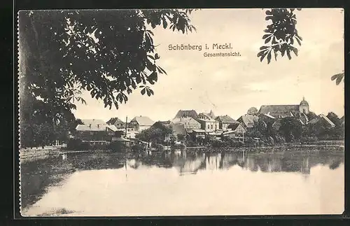 AK Schönberg i. Meckl., Ortskern mit Seeblick