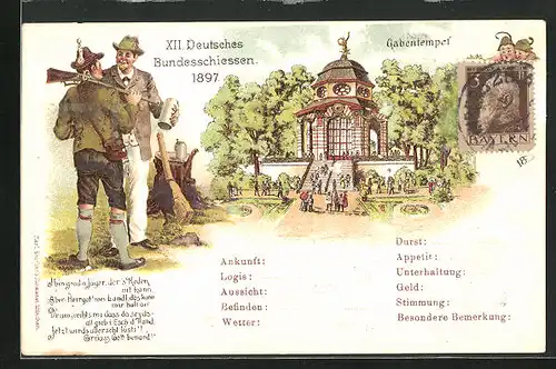 Lithographie Nürnberg, XII. Deutsches Bundesschiessen 1897, Gabentempel