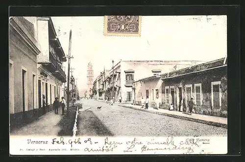 AK Veracruz, Strassenpartie mit Kirche