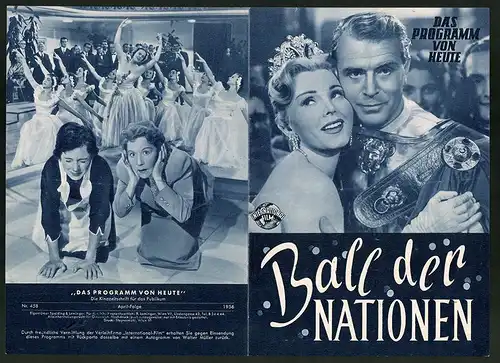 Filmprogramm Programm von heute Nr. 458, Ball der Nationen, Zsa Zsa Gabor, Gustav Fröhlich, Regie: Karl Ritter