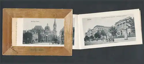 Leporello-AK Aachen, Friedrich-Wilhelm Platz, Stadttheater, Elisenbrunnen