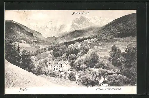 AK Prein, Hotel Preinerwand mit gleichnamigem Berg