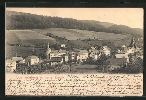 AK Schmiedeberg i. Sächs. Erzgeb., Blick auf den Ort