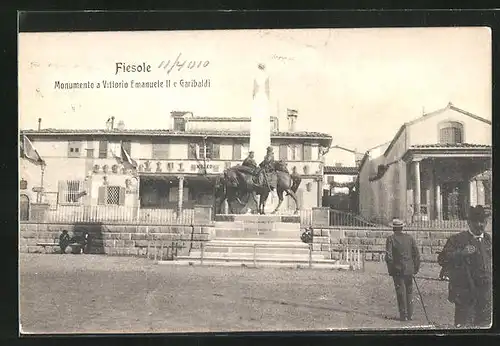 AK Fiesole, Monumento a Vittorio Emanuele II e Garibaldi