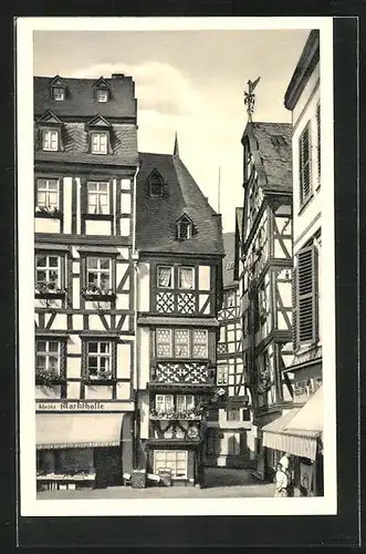 AK Bernkastel-Kues a.d. Mosel, Alte Häuser am Markt