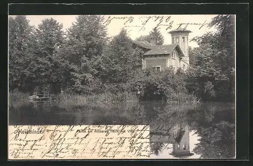 AK Holzminden, Mittlerer Teich mit Villa