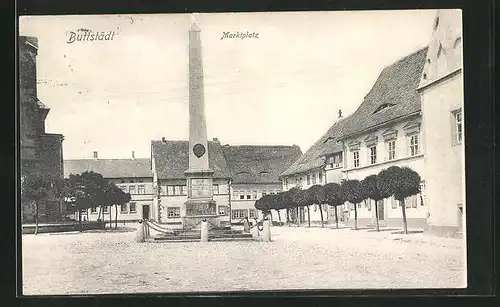 AK Buttstädt, Marktplatz mit Kriegerdenkmal