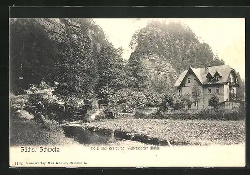 AK Hohnstein i. d. Sächs. Schweiz, Hotel und Restaurant Waltersdorfer Mühle