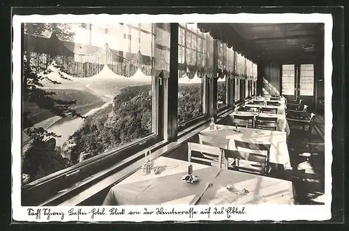 AK Bastei, Bastei-Hotel, Blick auf das Elbtal